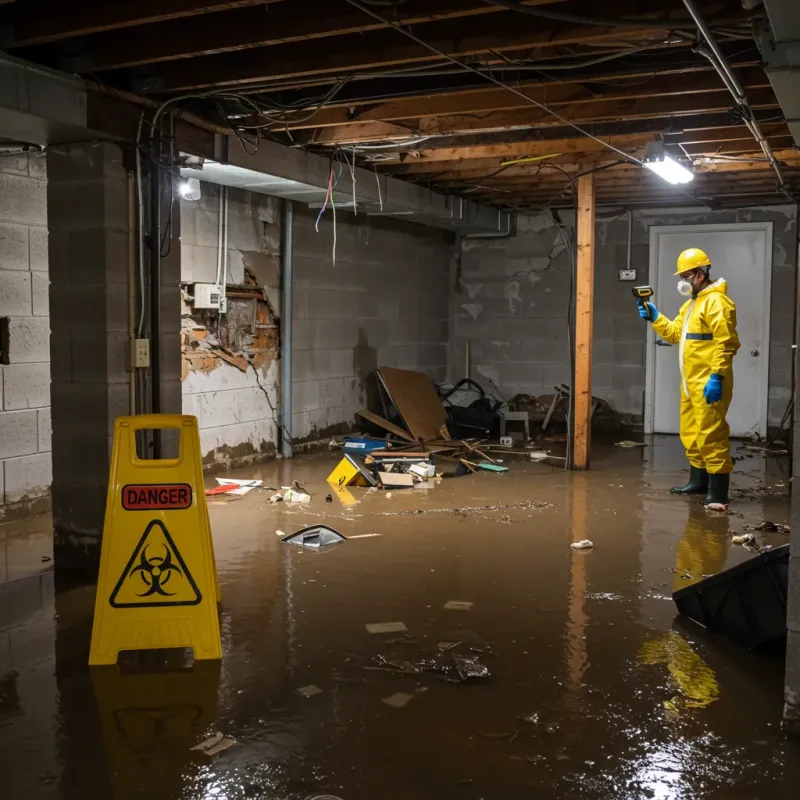 Flooded Basement Electrical Hazard in Churubusco, IN Property